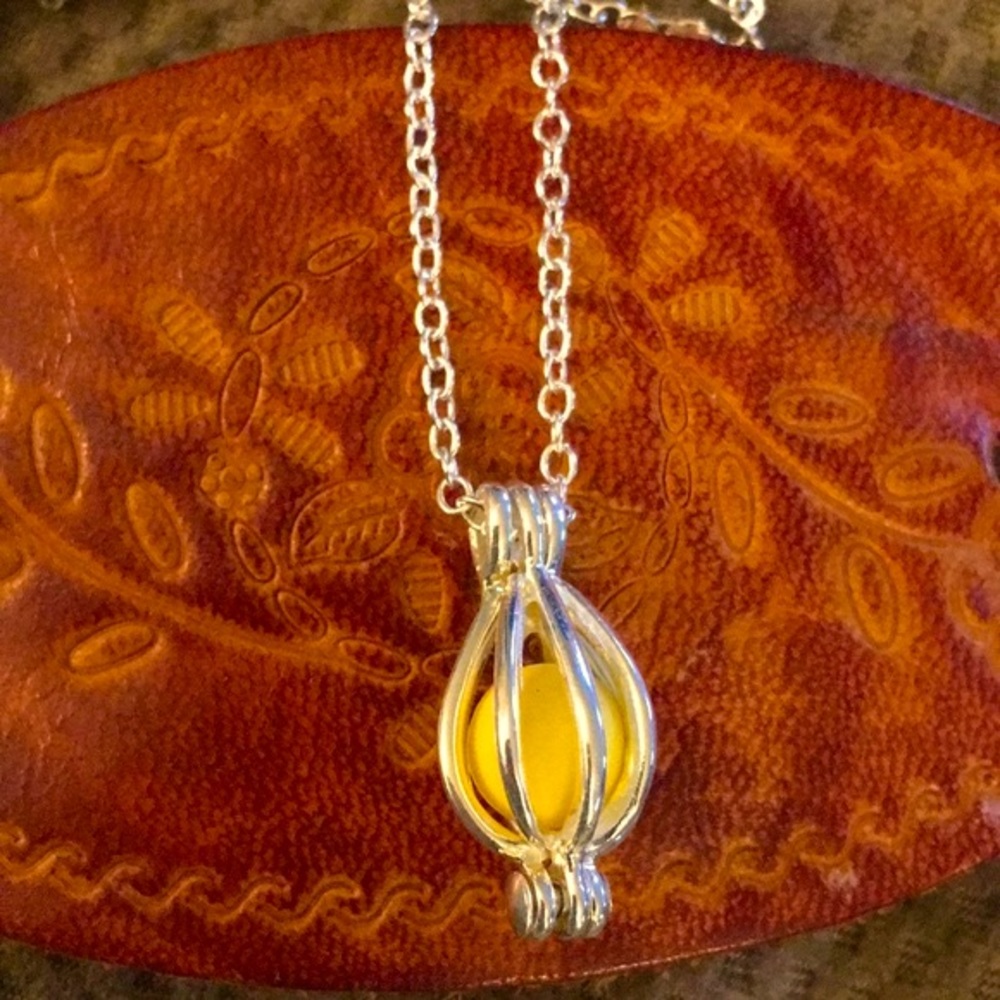 Open Close Basket Locket Aromatherapy necklace on a 925 Plated 24" Chain